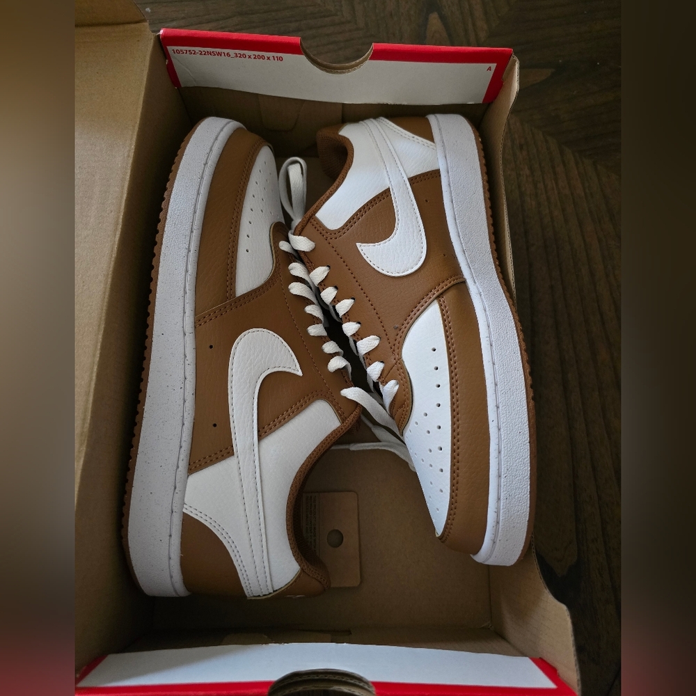 NIKE Court Vision Low Next Nature Sneaker - Women's Tan/White 9.5M NIB